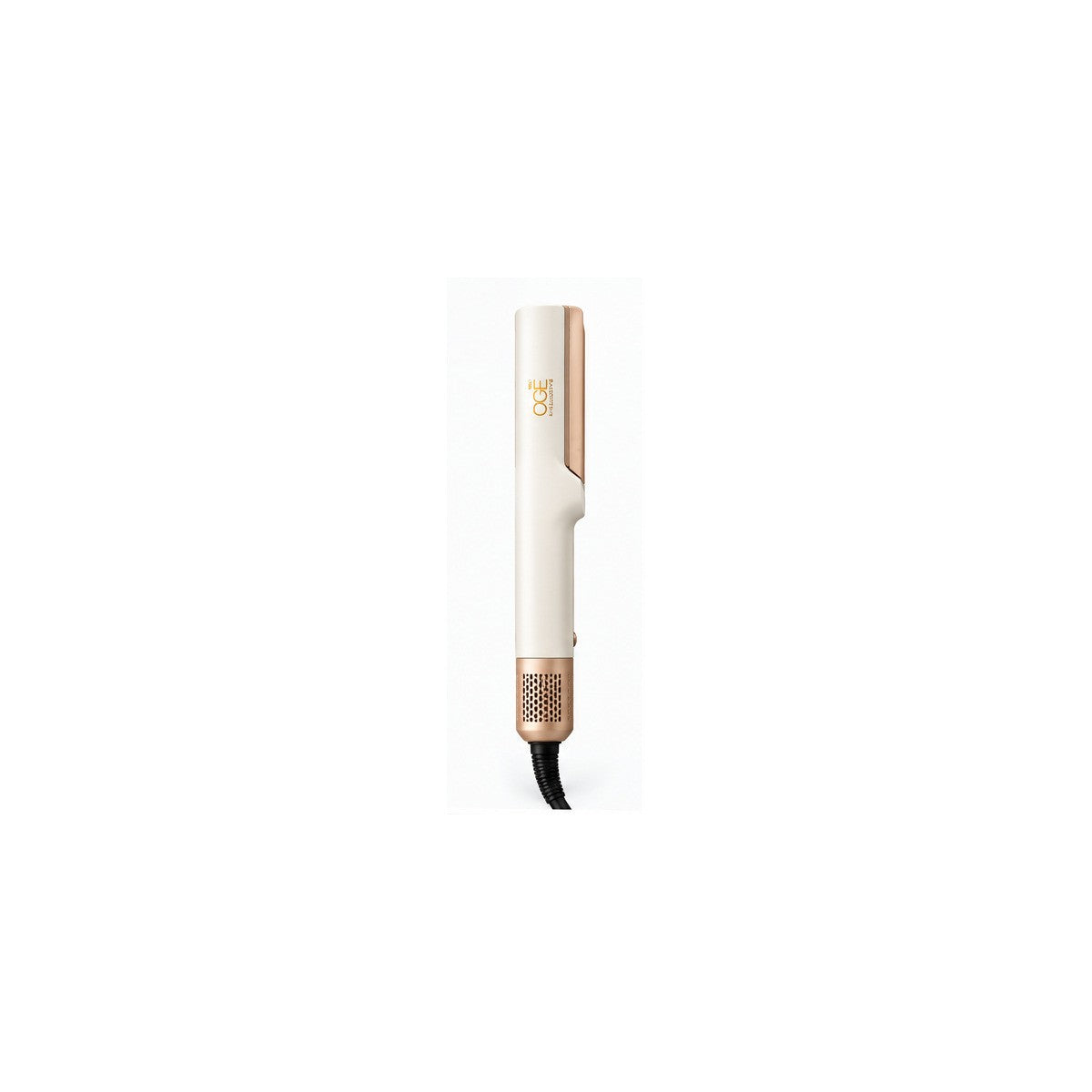 Air Straightener, wit met roségouden handvat, staand van voren